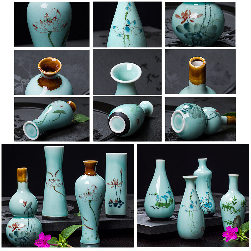 Creative Vase Hand-painted Chinese Vase Decor Vase With Lotus Pattern, No.6