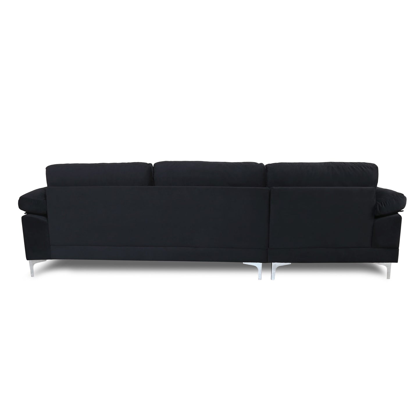 SECTIONAL SOFA BLACK VELVET LEFT HAND FACING