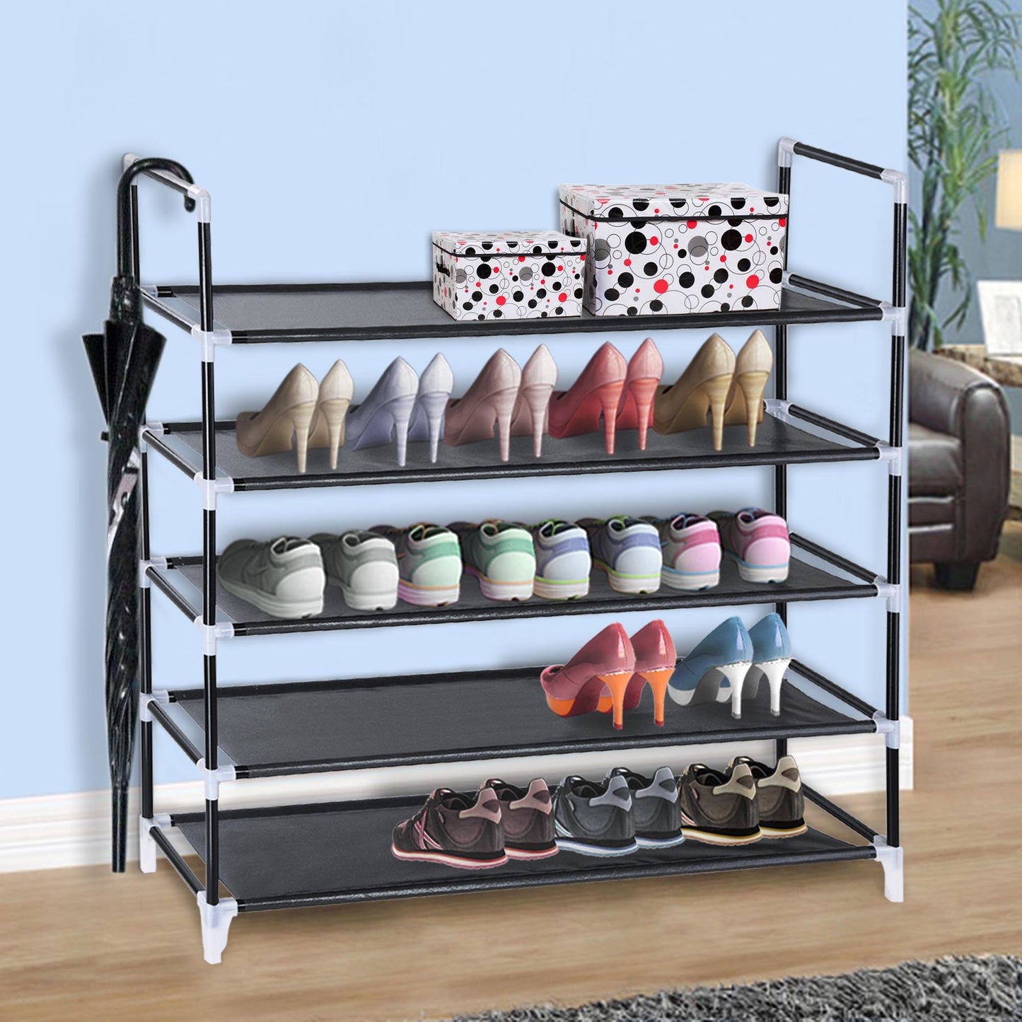 5 Tiers Shoe Rack 25 Pairs/Black