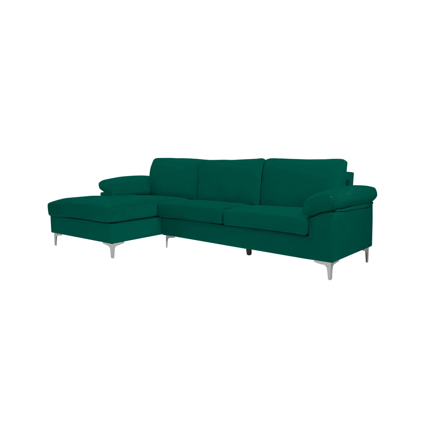 SECTIONAL SOFA BLACK VELVET LEFT HAND FACING