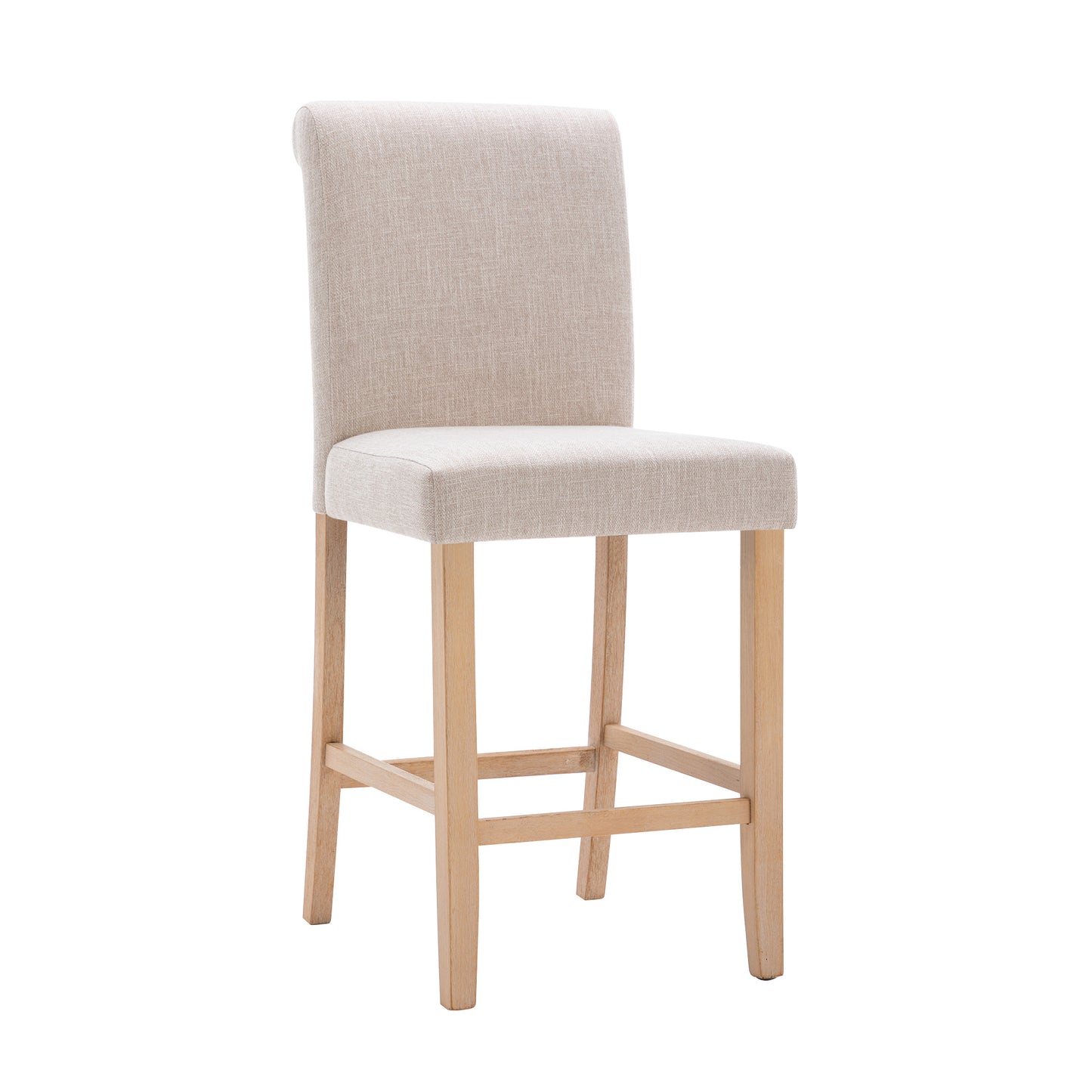 Set of 2 Bar Stools Soft Cushions with Solid Wood Legs