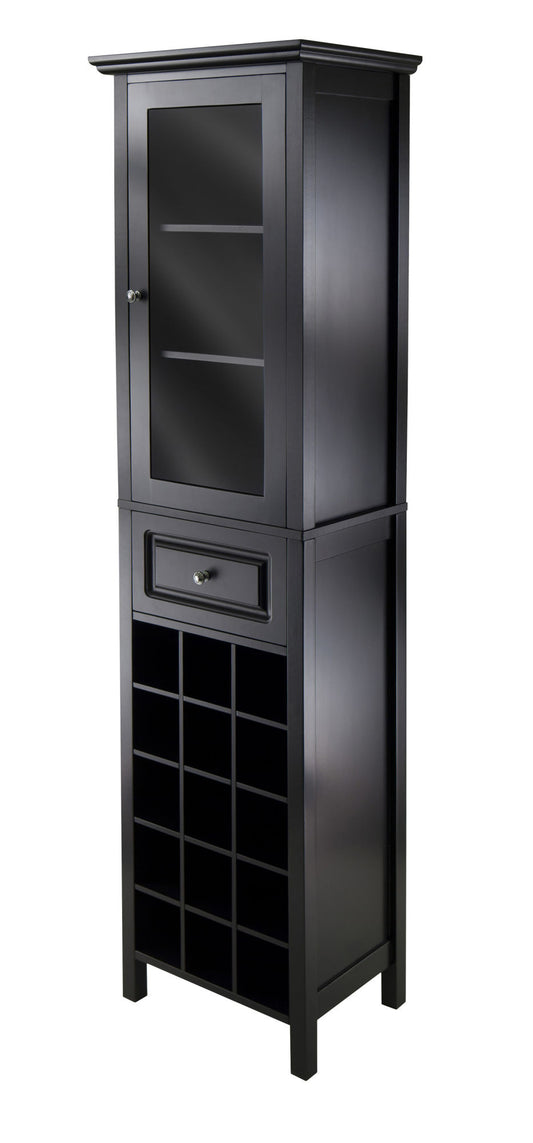 Burgundy Wine Cabinet 15-Bottle, Glass Door