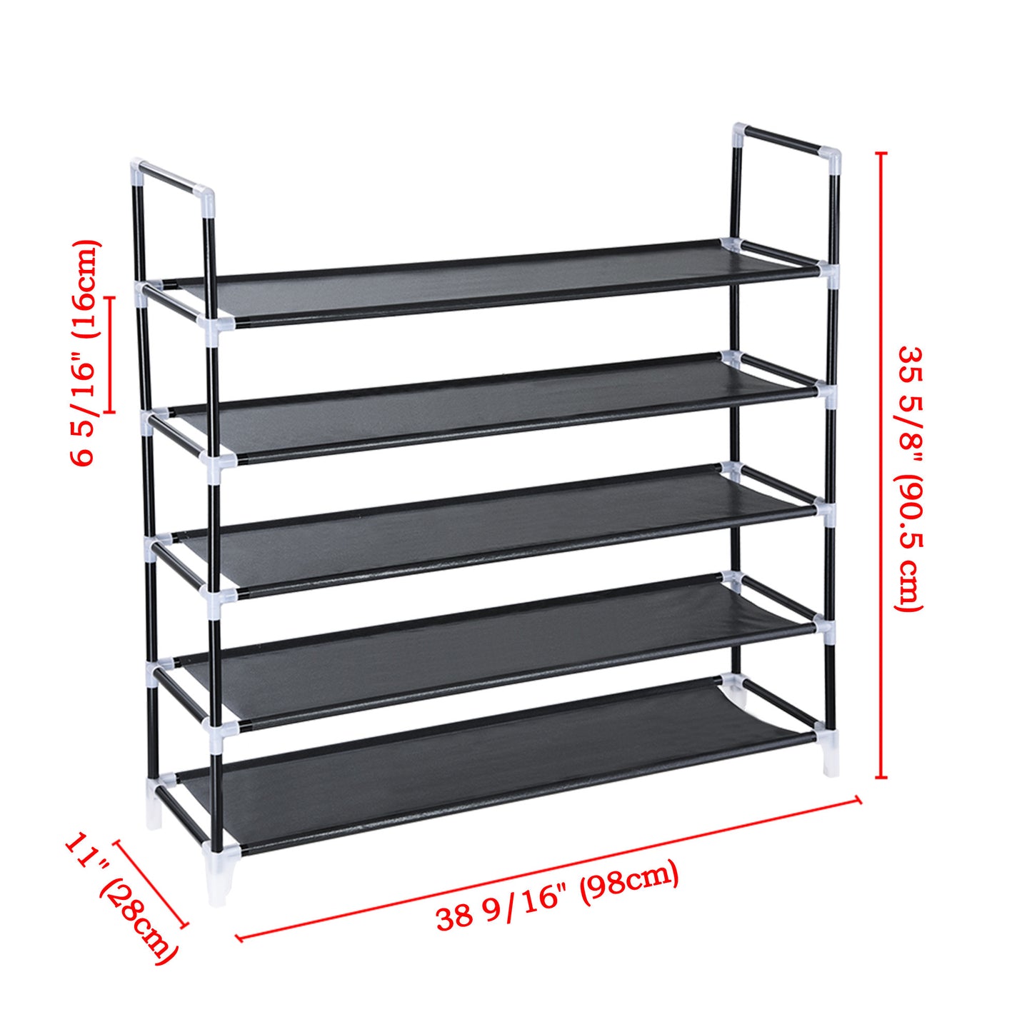 5 Tiers Shoe Rack 25 Pairs/Black