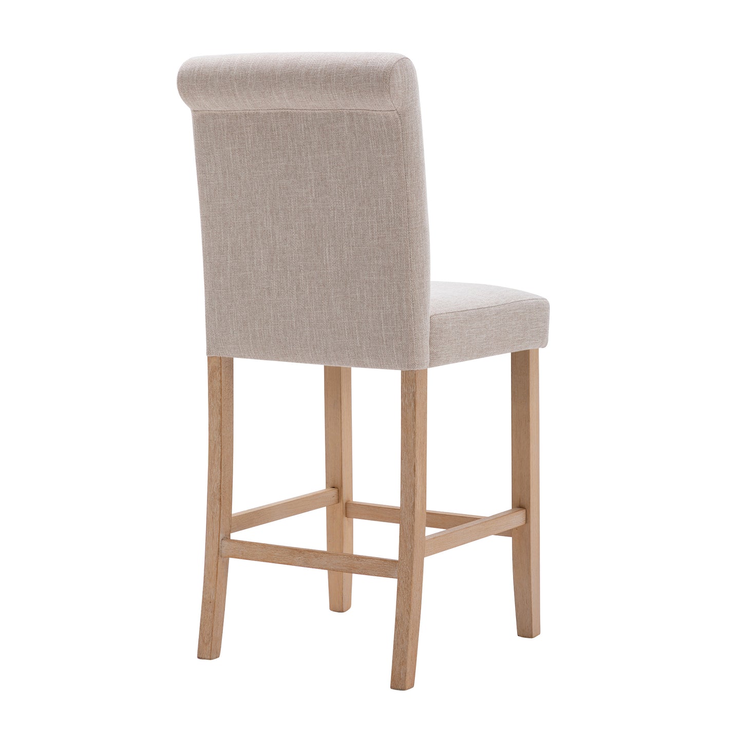 Set of 2 Bar Stools Soft Cushions with Solid Wood Legs