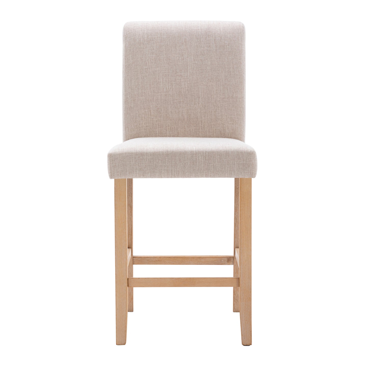 Set of 2 Bar Stools Soft Cushions with Solid Wood Legs