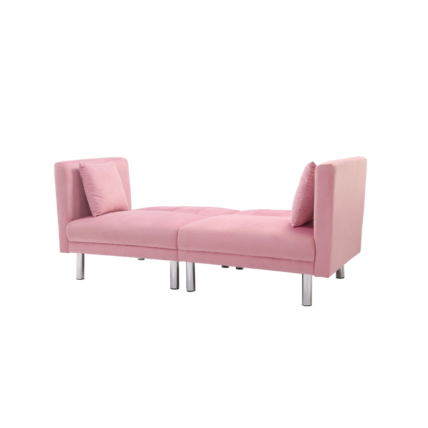 FUTON SOFA SLEEPER PINK VELVET METAL LEGS