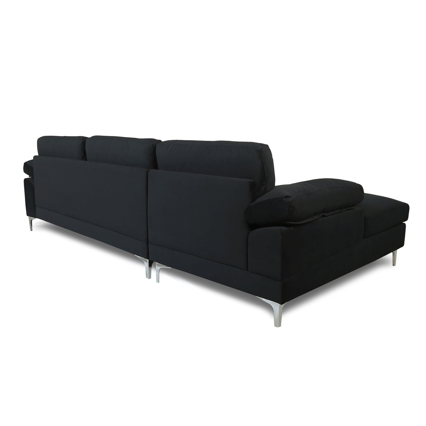 SECTIONAL SOFA BLACK VELVET LEFT HAND FACING