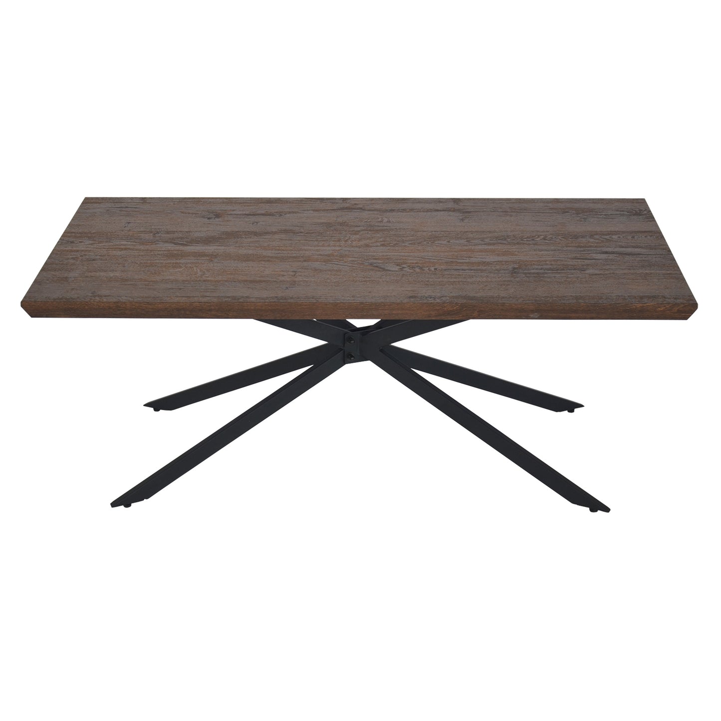 DunaWest Rectangular Wooden Coffee Table with Boomerang Legs, Natural Brown Sonoma and Black