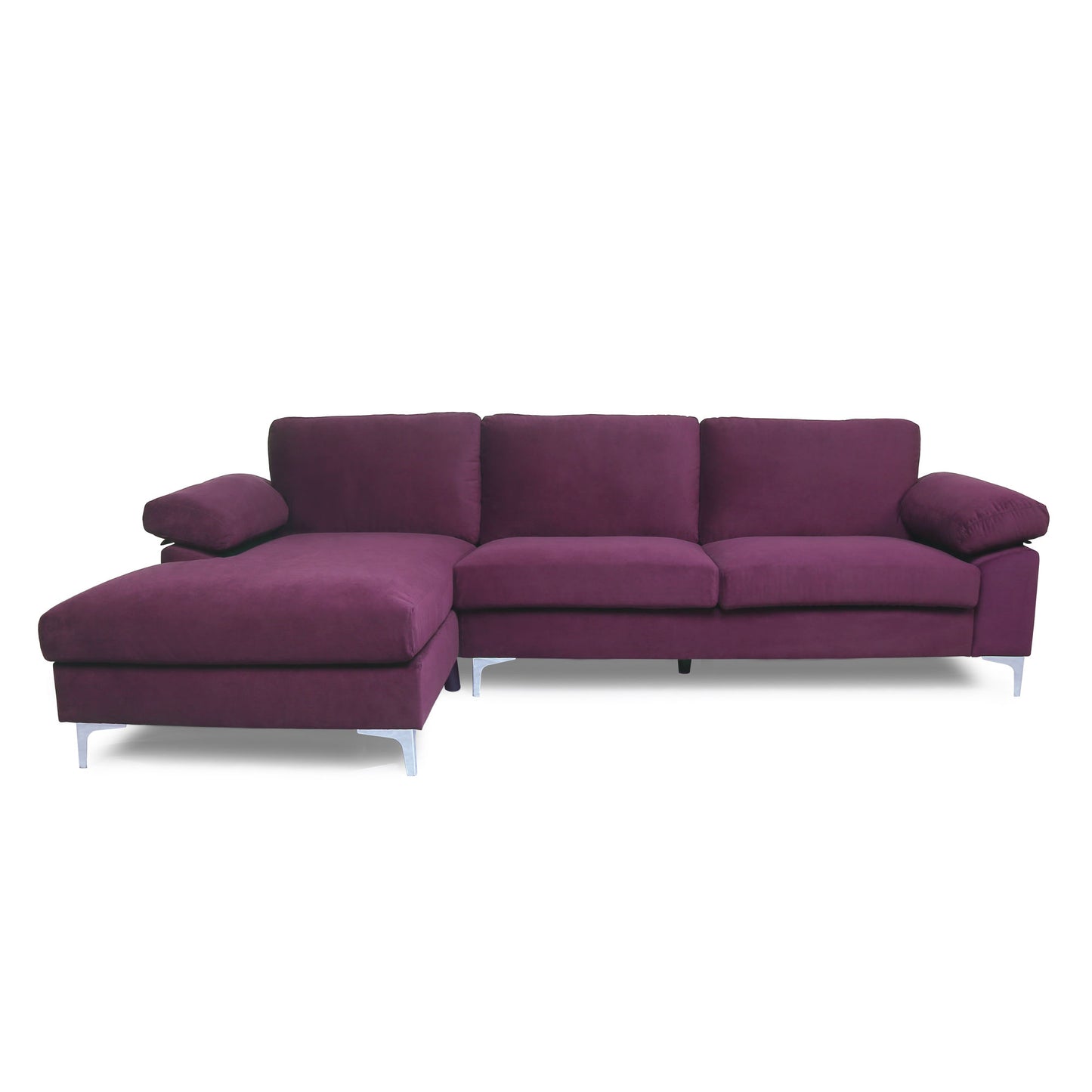 SECTIONAL SOFA BLACK VELVET LEFT HAND FACING