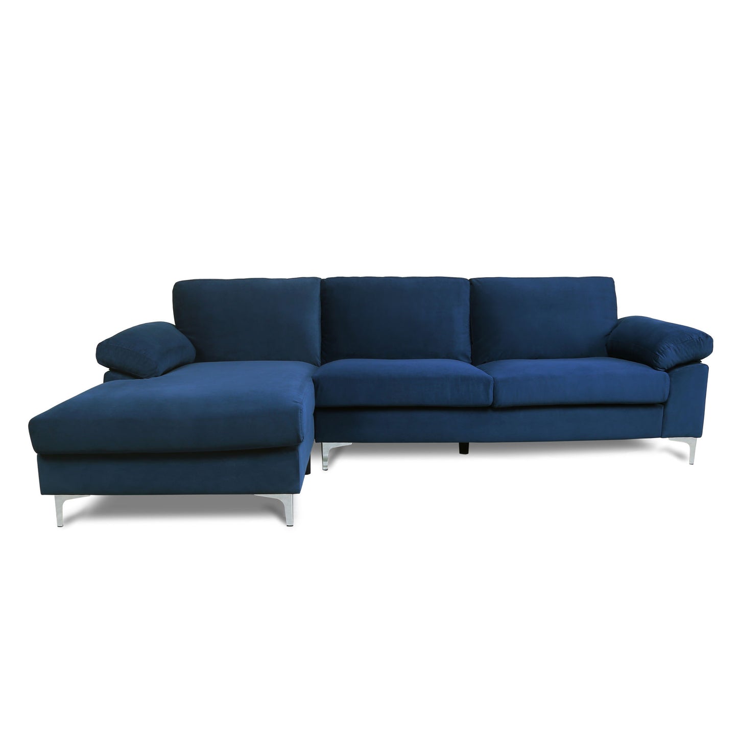 SECTIONAL SOFA BLACK VELVET LEFT HAND FACING