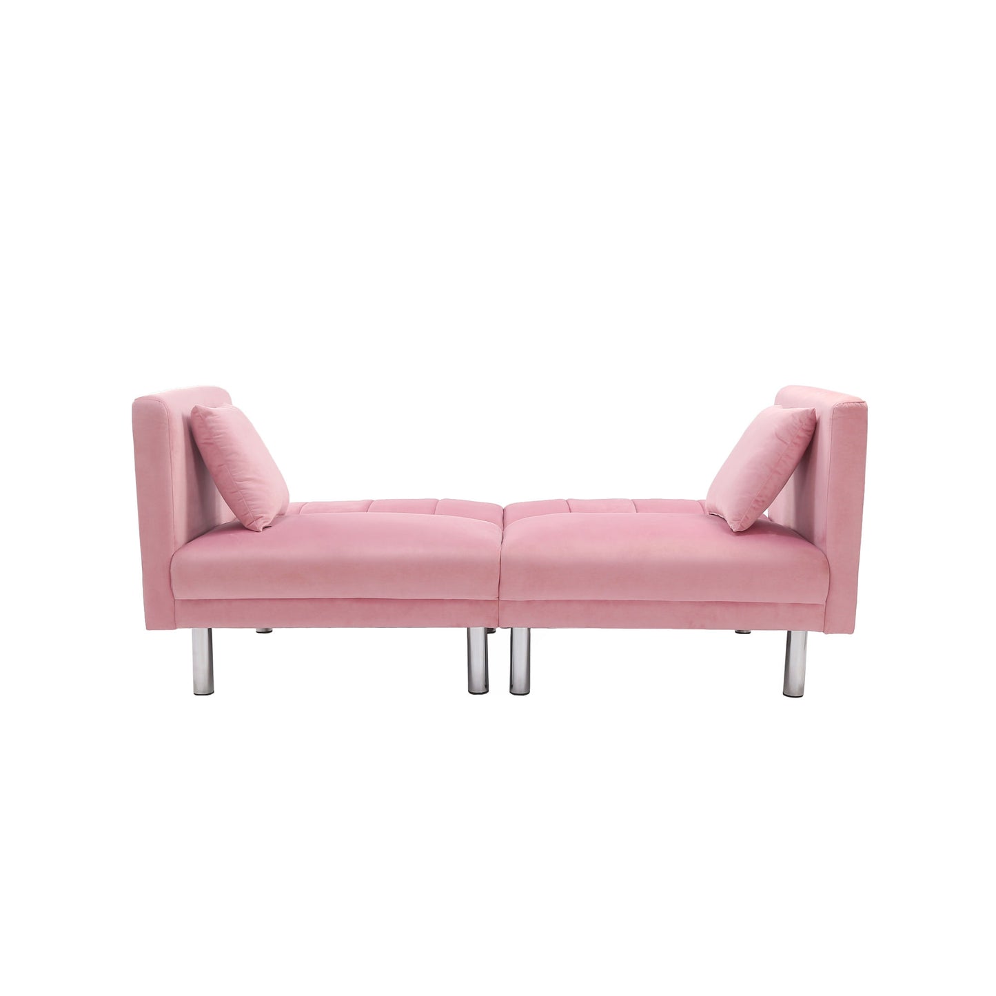 FUTON SOFA SLEEPER PINK VELVET METAL LEGS