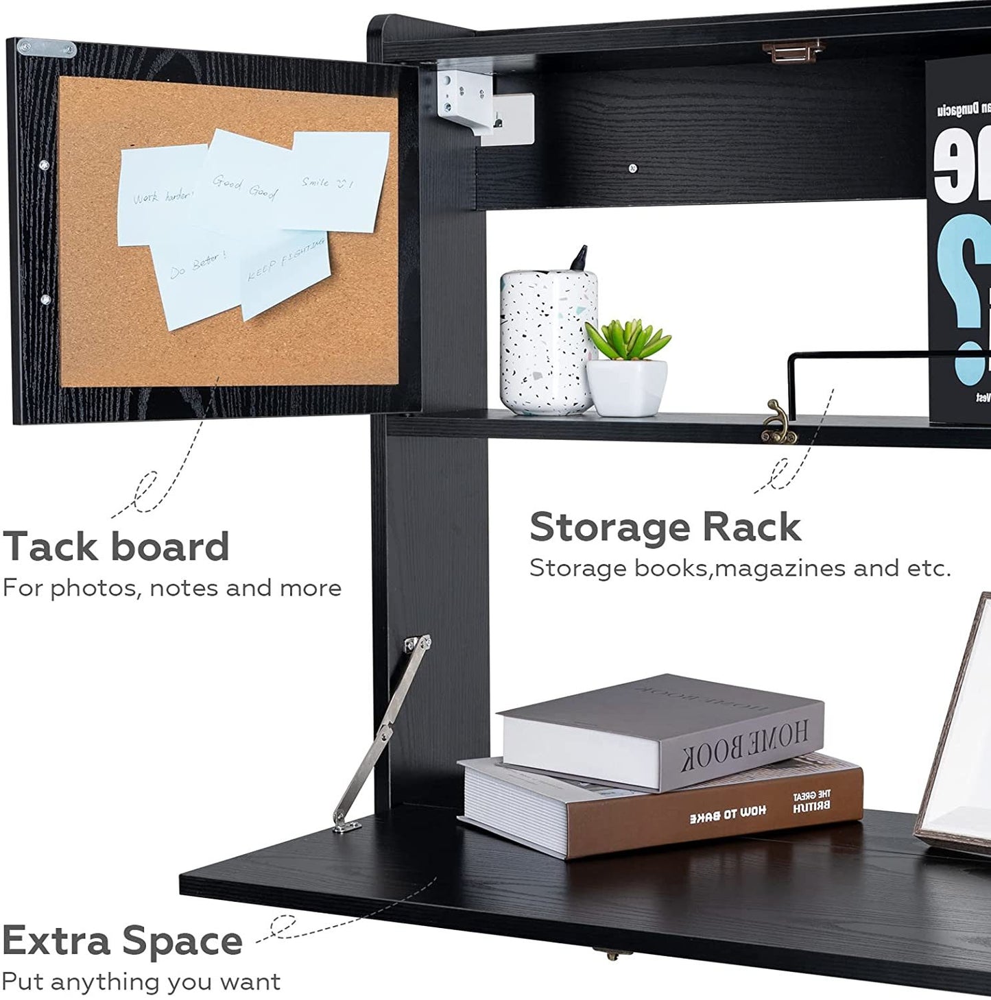 Wall Mounted Computer Desk Workstation(Black)