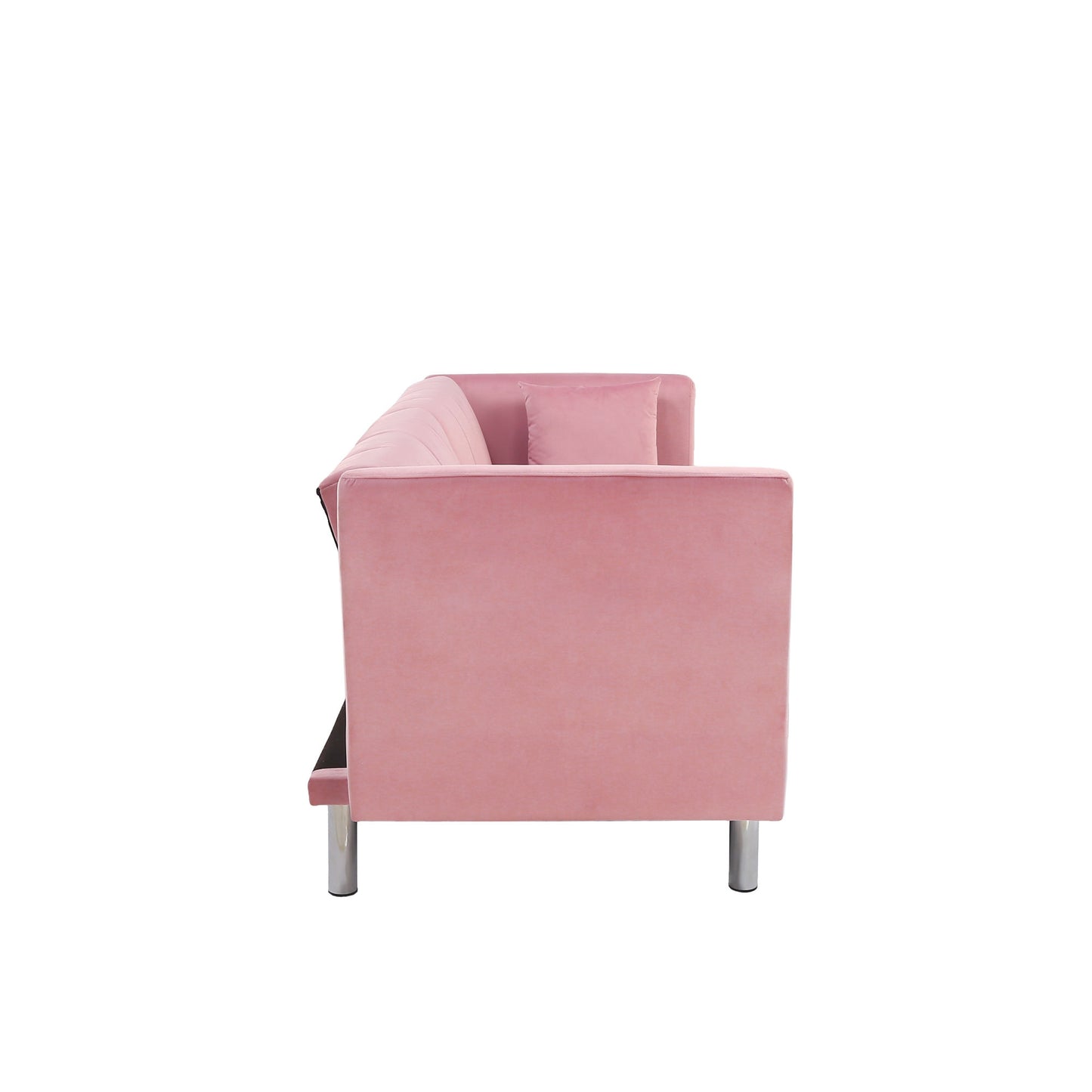 FUTON SOFA SLEEPER PINK VELVET METAL LEGS