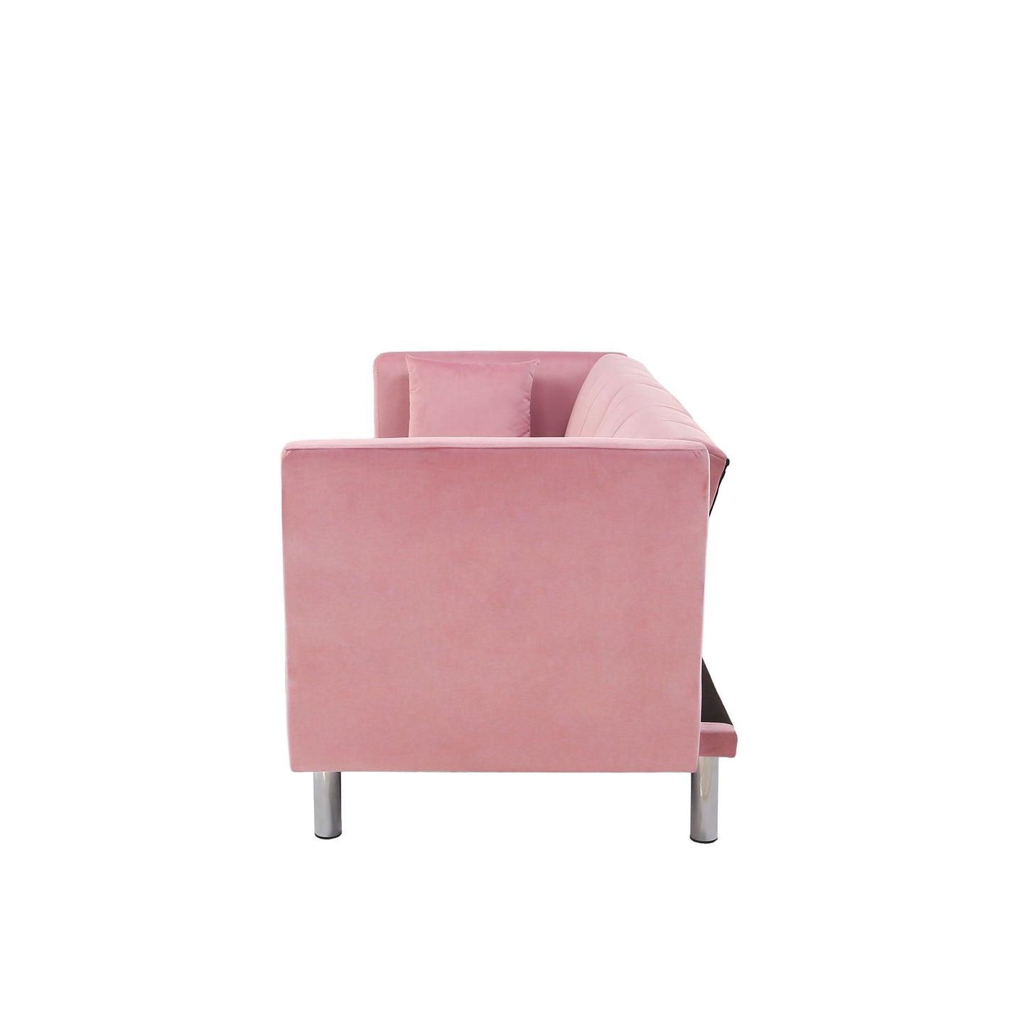 FUTON SOFA SLEEPER PINK VELVET METAL LEGS