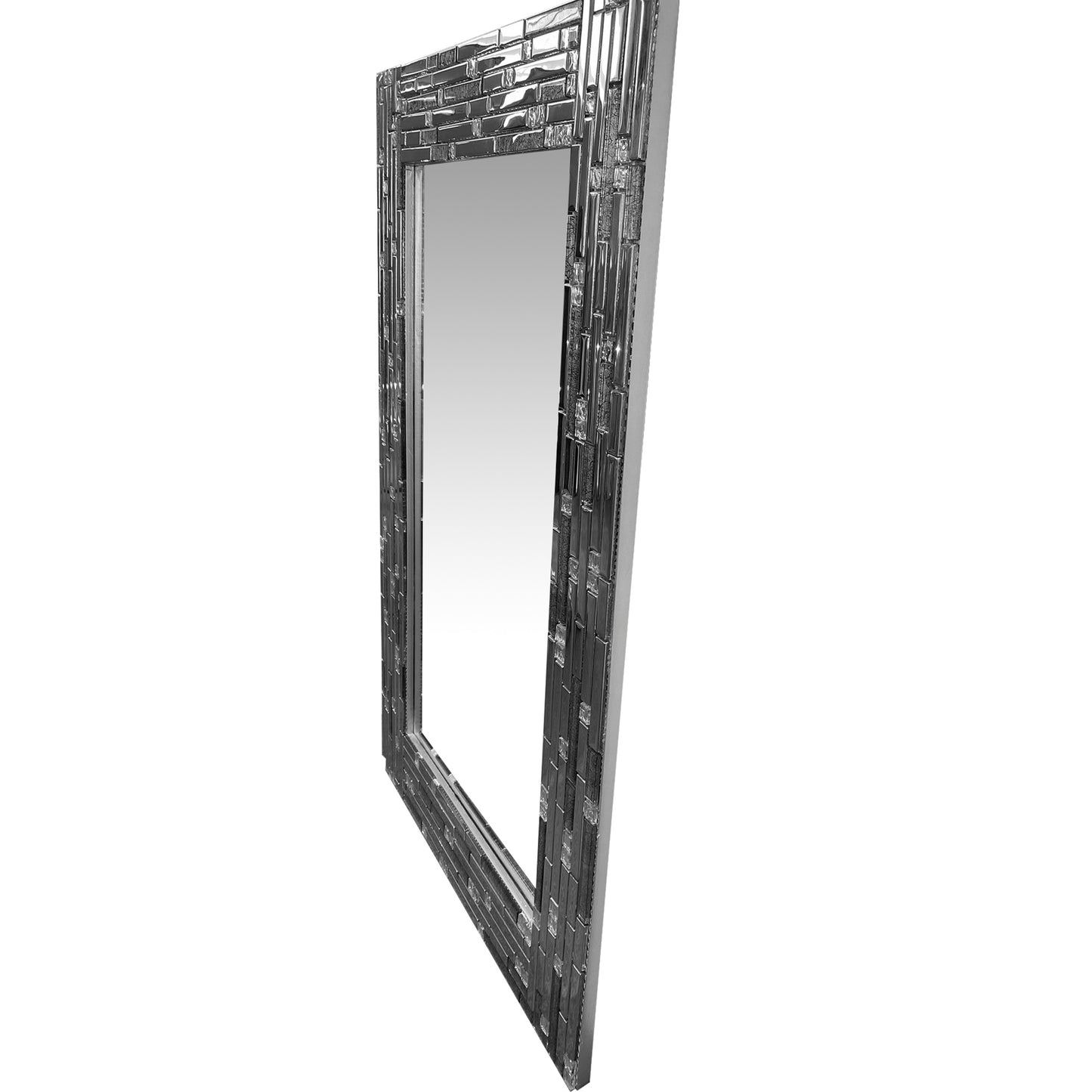 DunaWest Mosaic Tile Design Rectangular Accent Wall Mirror, Silver