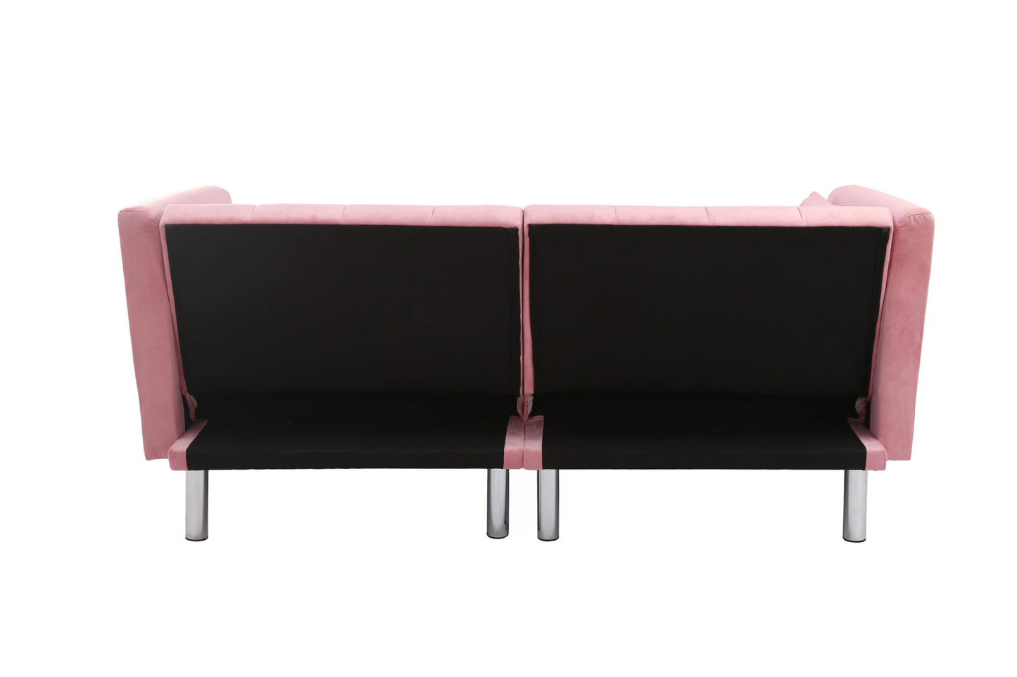 FUTON SOFA SLEEPER PINK VELVET METAL LEGS