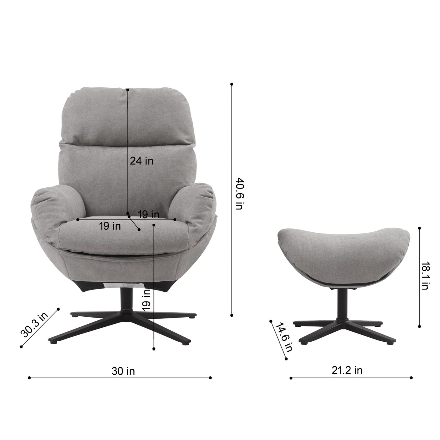 glider chair w/ with ottoman, swivel lounge chair W/ ottoman, accent lazy recliner , arm chair /rocking footstool,aluminum alloy base, comfy fabric leisure sofa chair