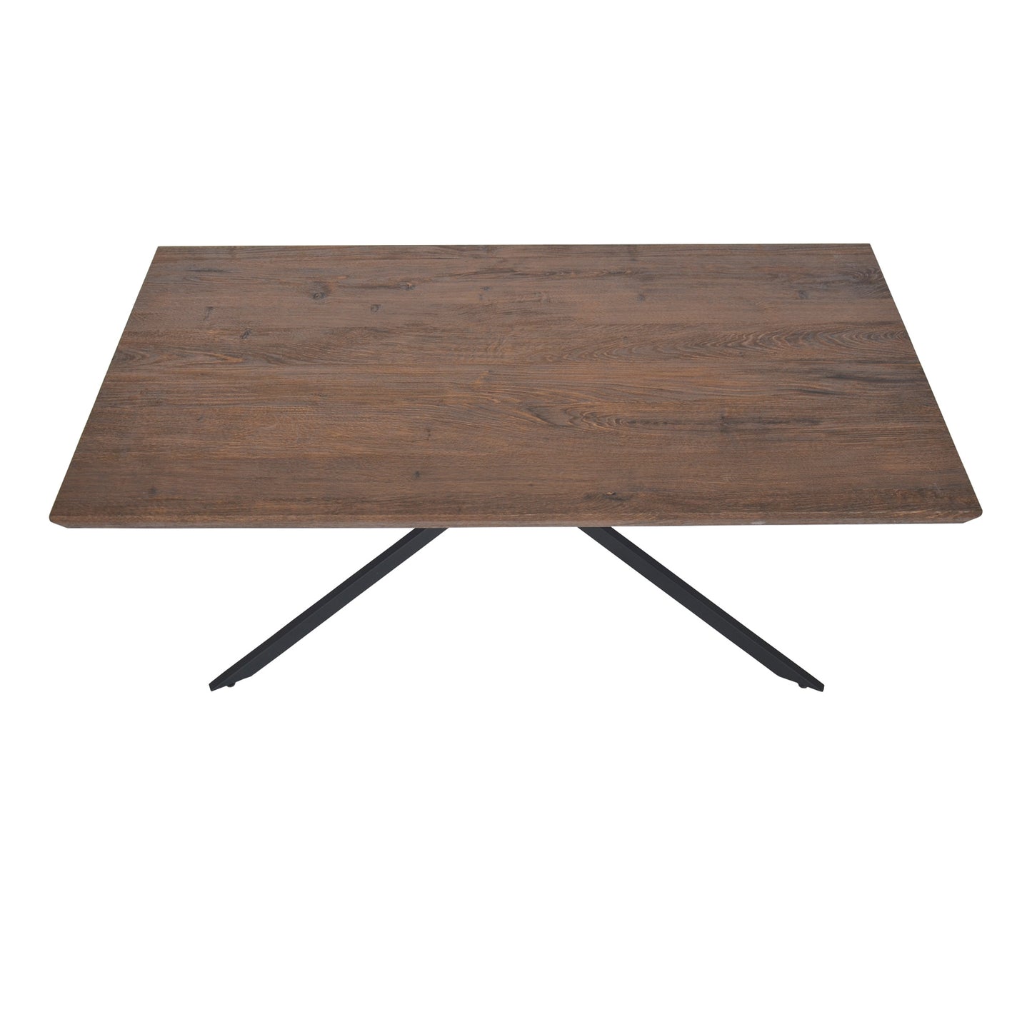 DunaWest Rectangular Wooden Coffee Table with Boomerang Legs, Natural Brown Sonoma and Black