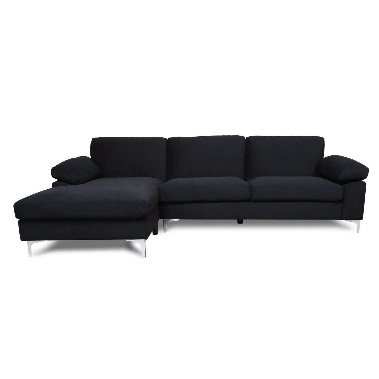 SECTIONAL SOFA BLACK VELVET LEFT HAND FACING