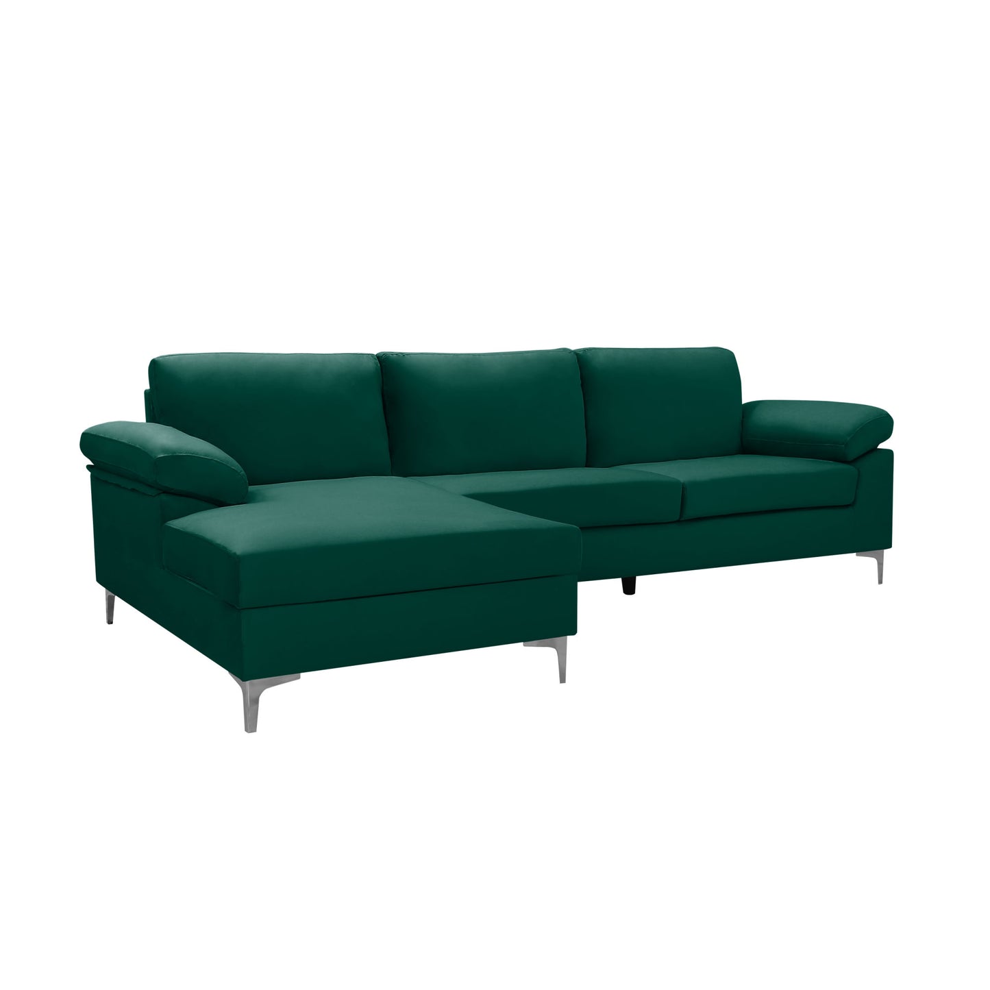 SECTIONAL SOFA BLACK VELVET LEFT HAND FACING