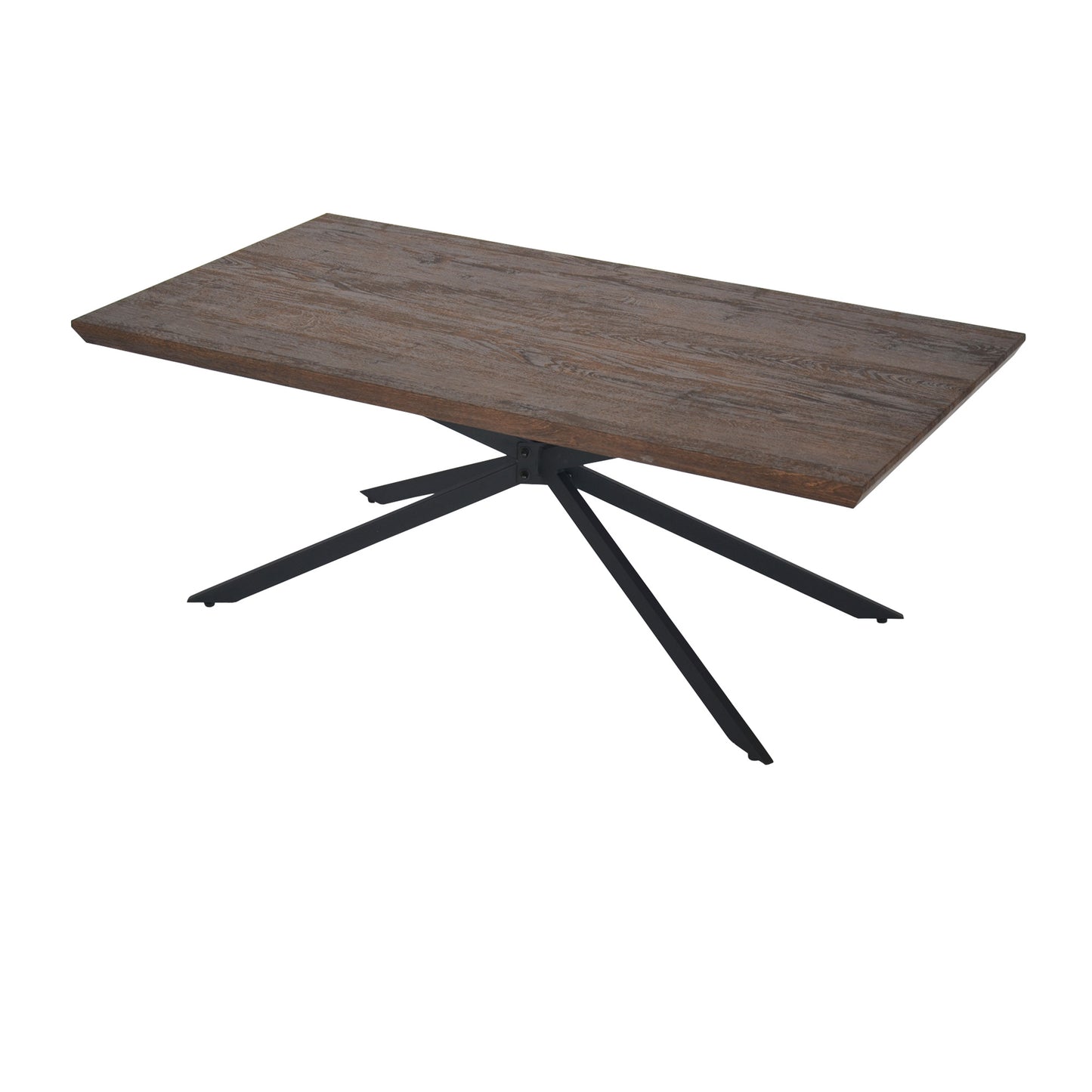 DunaWest Rectangular Wooden Coffee Table with Boomerang Legs, Natural Brown Sonoma and Black