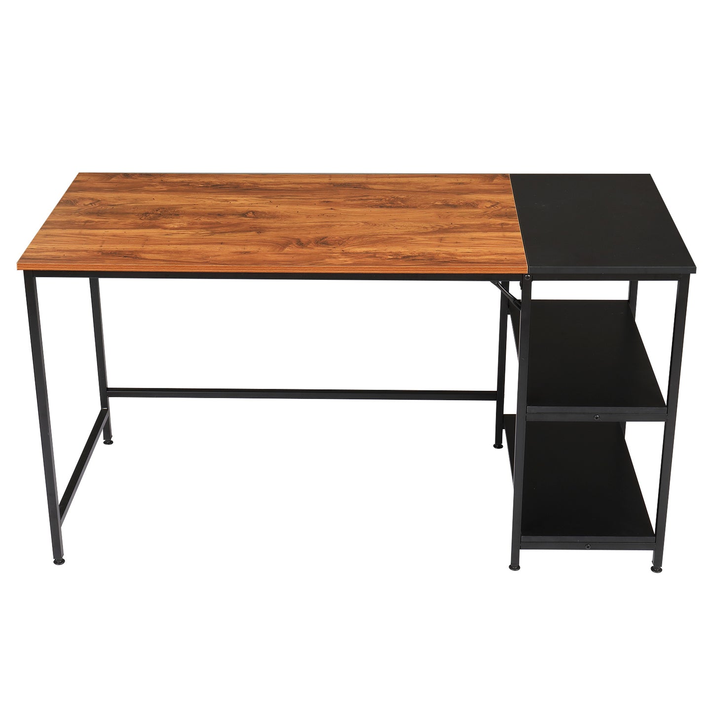 FCH Home Office Computer Desk, Study Writing Desk with Wooden Storage Shelf, 2-Tier Industrial Morden Laptop Table with Splice Board (Vintage Oak Finish) RT