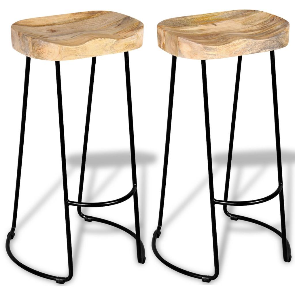 Bar Stools 2 pcs Solid Mango Wood